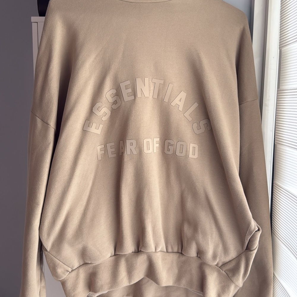 essentials fear of god dusty beige hoodie